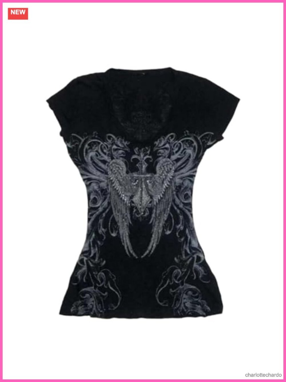 Women's Y2K Grunge Graphic Tee Crop Top Polyester V-Neck Short Sleeve